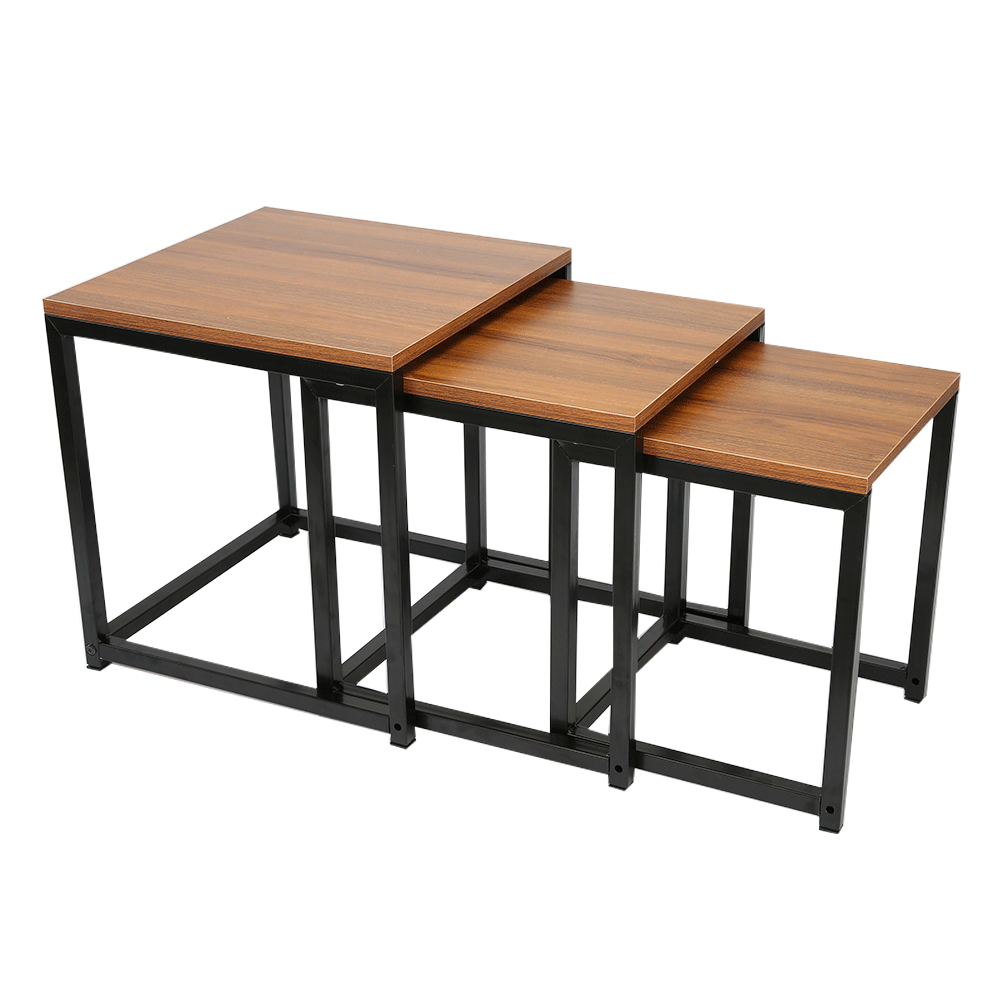 Set 3 măsuţe de cafea, nuc/negru, KASTLER NEW TYP 3