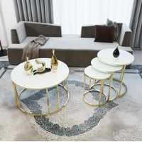 Set Masute de cafea cu 4 piese Laguna, alb/gold