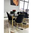 Set masă extensibilă din sticlă + 6 scaune din catifea